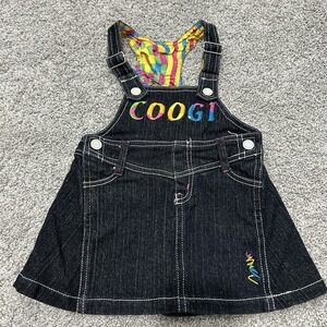 Coogi Baby Vintage Denim Overall Dress Rainbow Embroidered 90s Y2K Collectible